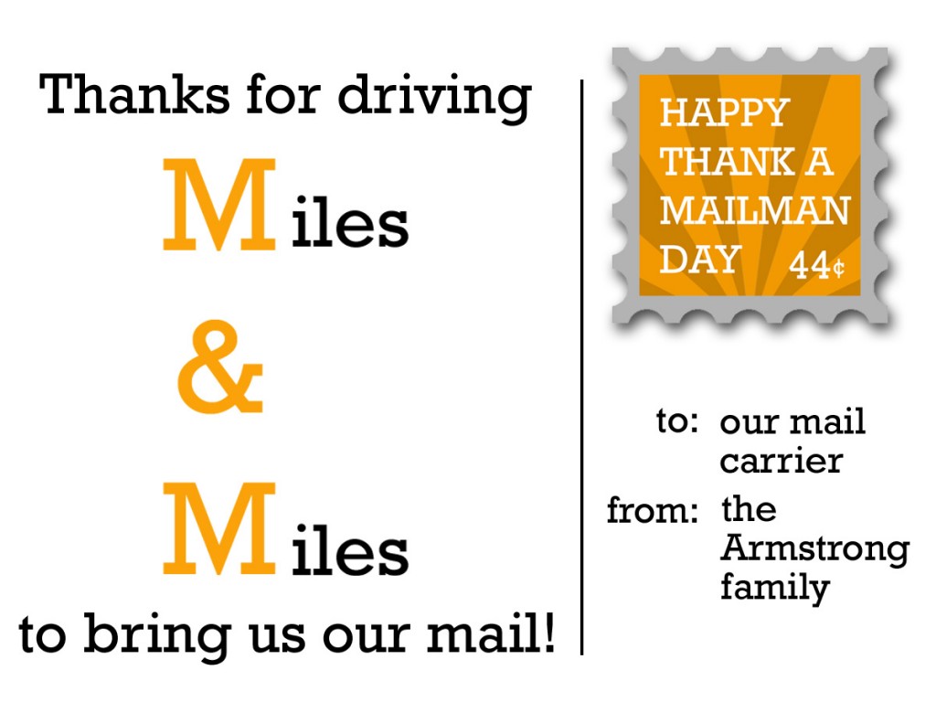 Thank a Mailman Day Postcard - Armstrong
