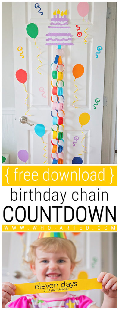 Birthday Cake Countdown Chain