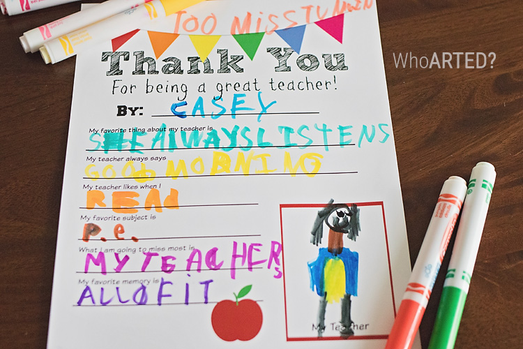 Teacher Appreciation Thank You Card {Free Printable}